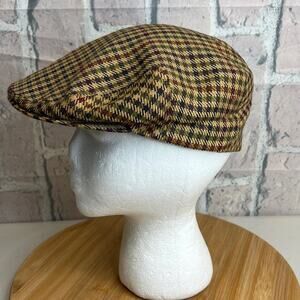 Brown and Green Houndstooth Flat Cap